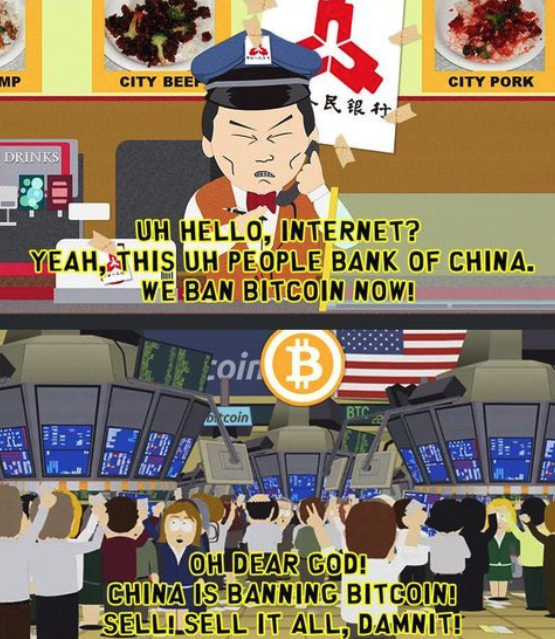 Cropped South Park-themed meme showcasing the supposed Chinese crypto ban