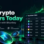 Bitunikey Top Crypto Gainers Today dashboard showing 24-hour price changes, trading volume, and cryptocurrency market momentum.